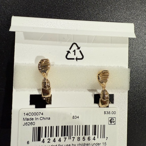 NWT Lauren Ralph Lauren Green Gold Comfort Clip Earrings - Picture 2 of 3